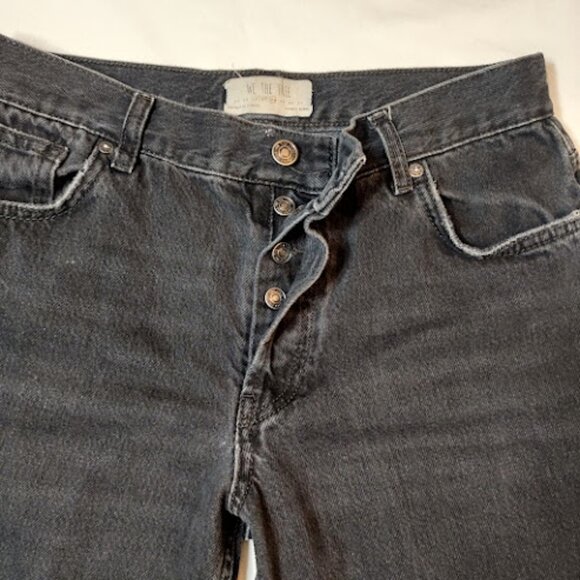 WE THE FREE Black Distressed Cropped Jean Straight Mid Rise Boho Grunge Soft 28 - Picture 5 of 15